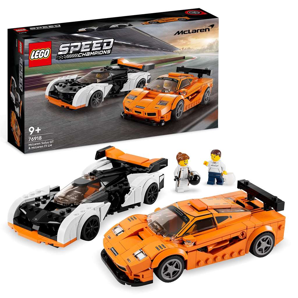 LEGO Speed Champions McLaren Solus GT & McLaren F1 LM, 2 Iconic Race Car Toys for Boys & Girls, Hypercar Model Building Kit, 76918