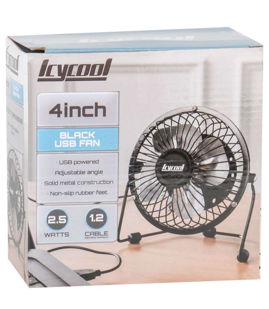 4" USB Mini Desk Fan - Black/white (Free Collection)