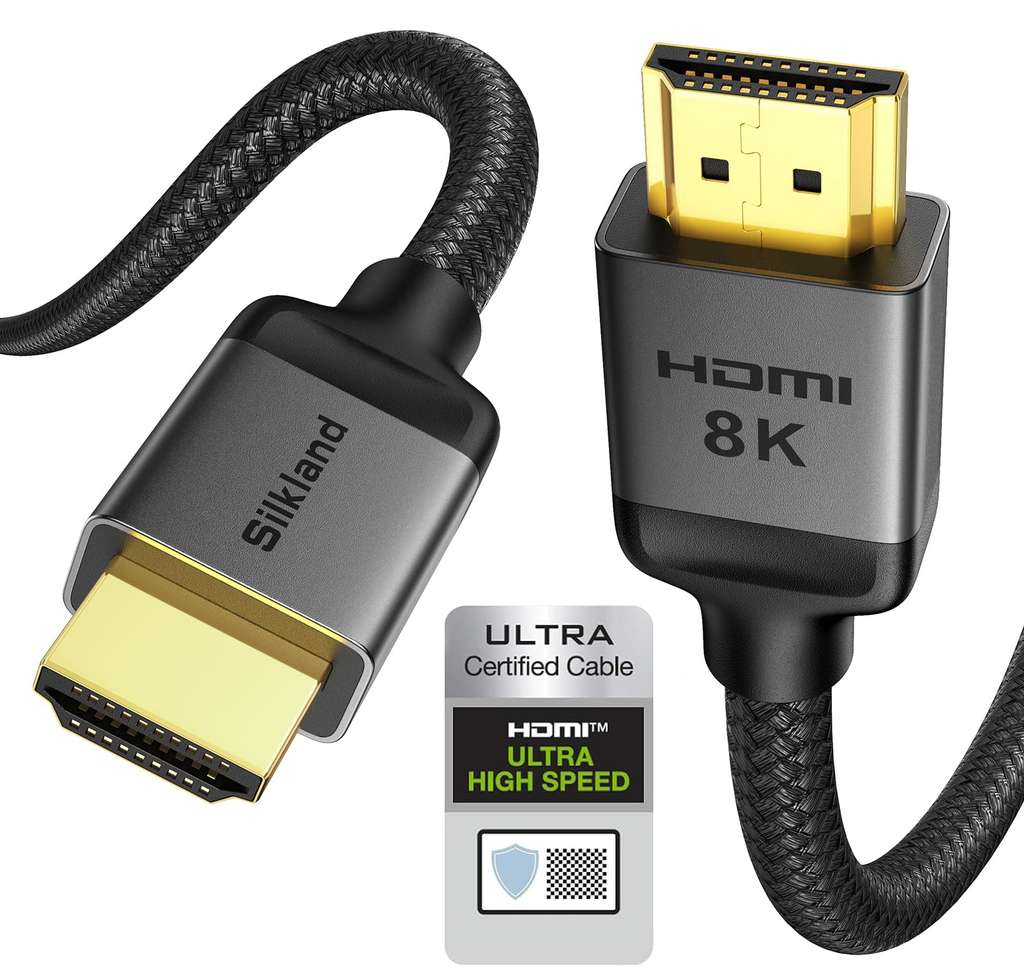 1m Silkland 8K HDMI 2.1 Certified (confirmed) Cable [8K/60Hz, 4K/120Hz] - with 40% voucher - Sold by Silkland-UK FBA