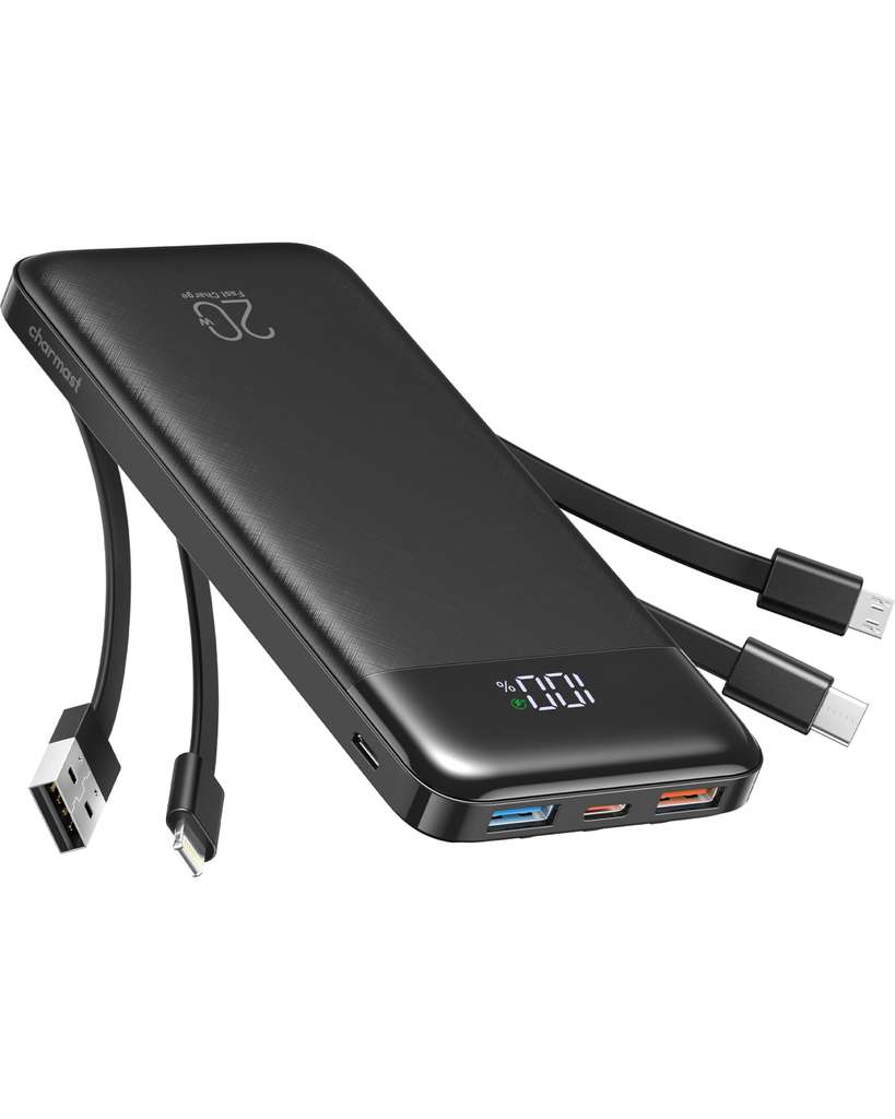 Charmast Power Bank 20000mAh, Fast Charging Portable Charger with Built-in Cables, 20K USB C Battery Pack - Sold by Chen Ying Ke Ji / FBA