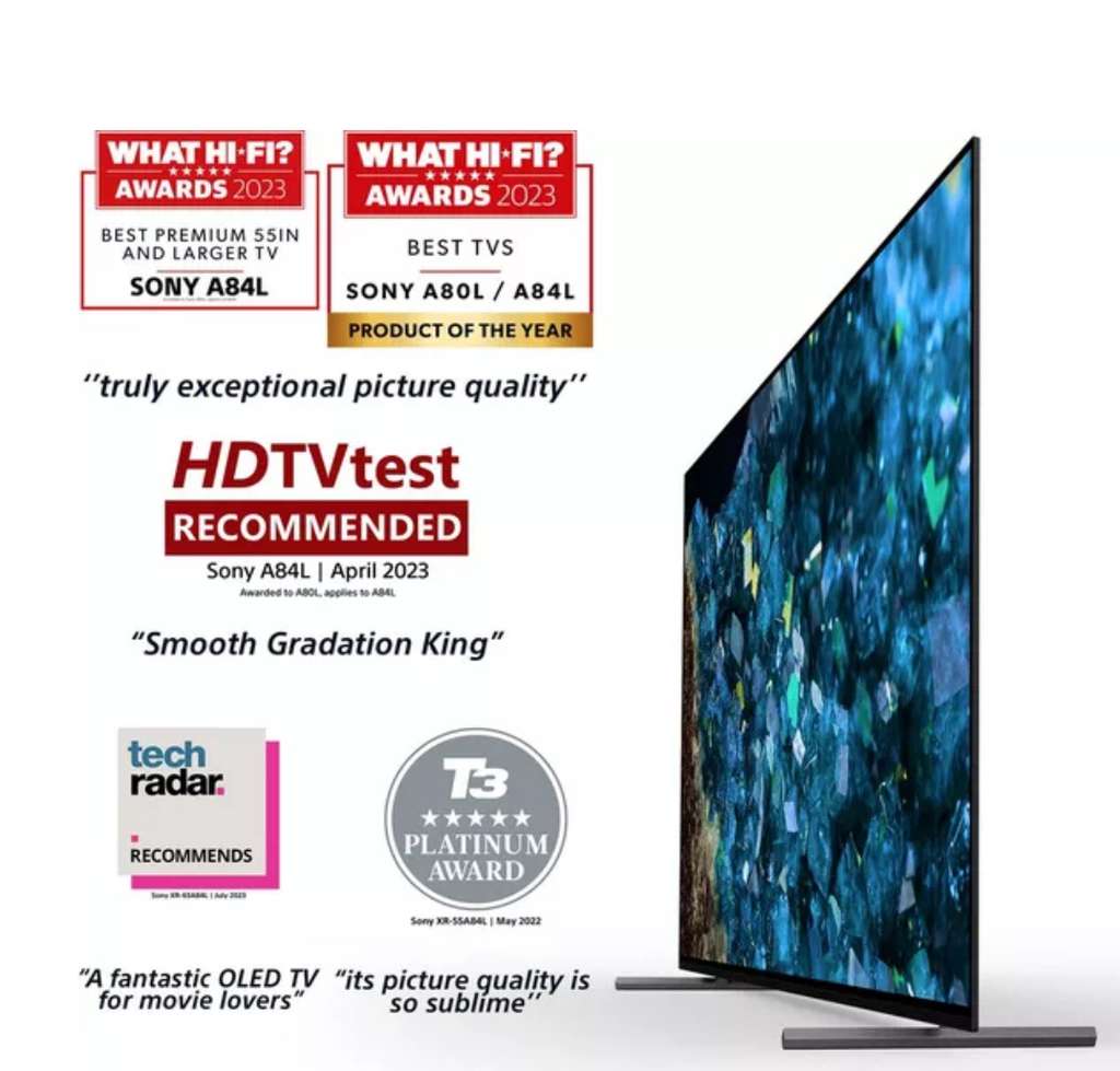 Sony Bravia XR55A84LU 55” A80/A84L 4K 120Hz OLED TV + 5 Year Warranty (Via Registration) With Code - Free Collection Only