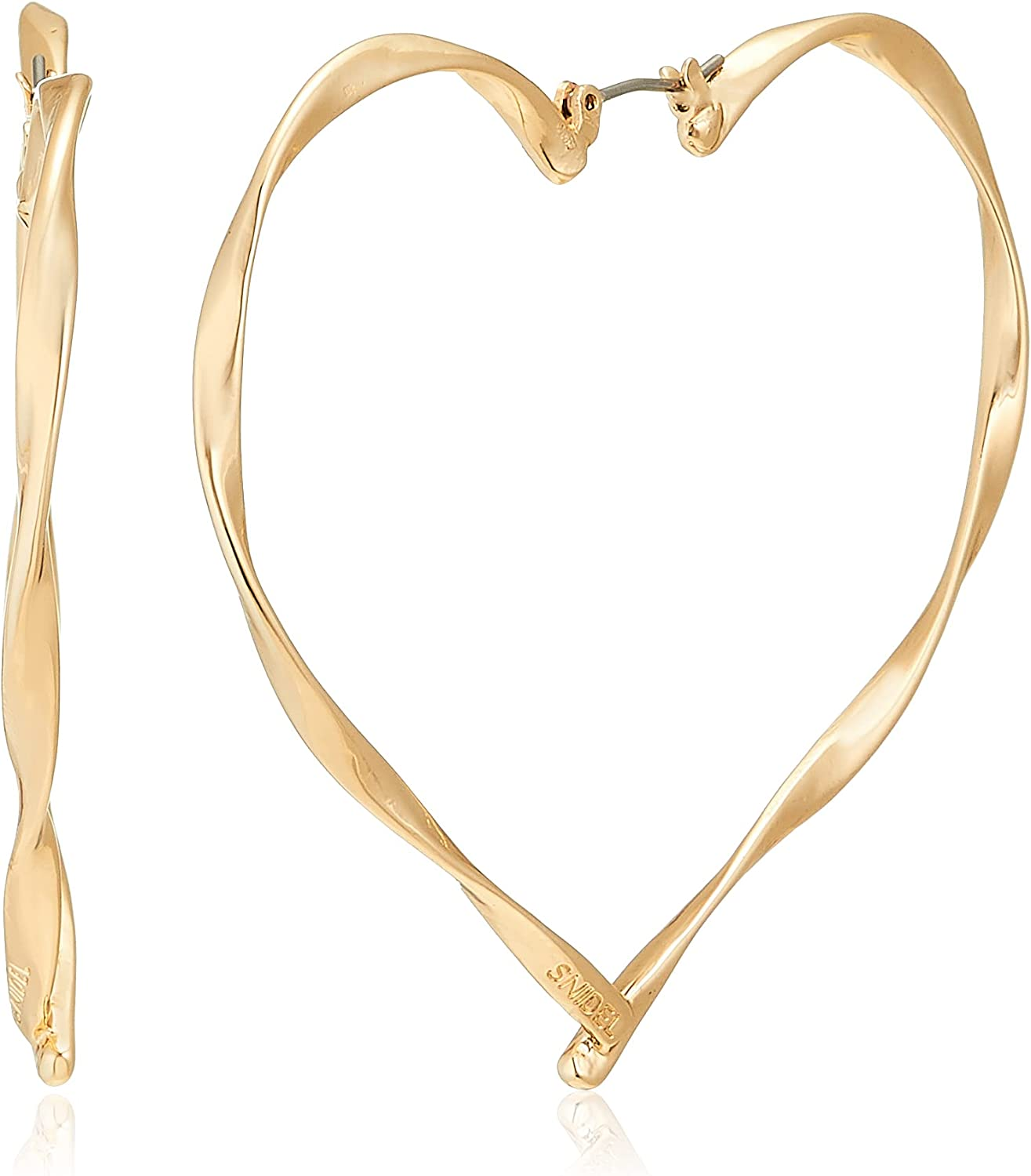 Heart Hoop Earrings, F, Brass, Stoneless