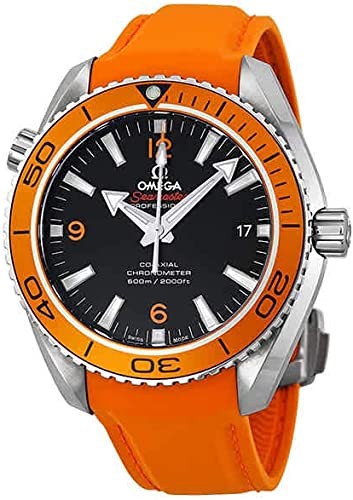 Omega Seamaster Planet Ocean Automatic Black Dial Orange Rubber Men's Watch 23232422101001, Black//White