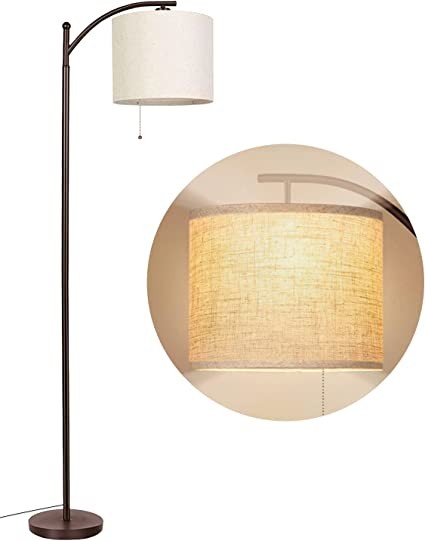 JOOFO Floor Lamp with Zipper Switch - Vertical Floor Lamp with 9W LED Bulb and Fabric Linen Shade, 3 Color Temperature Arc Floor Lamp